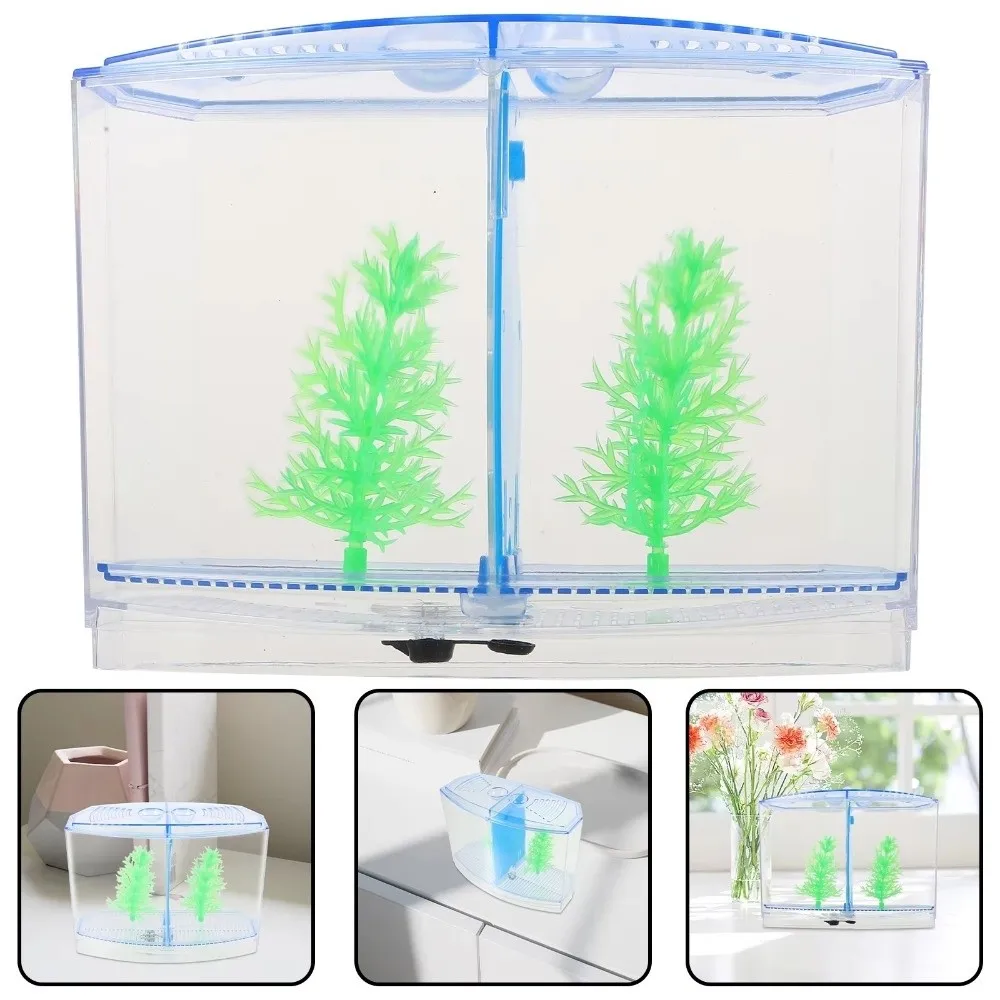 Fish Breeding Plastic Betta Isolation Box Single/Double Grid Transparent Small Fish Tank Aquarium Betta Fish Tank Office Fish