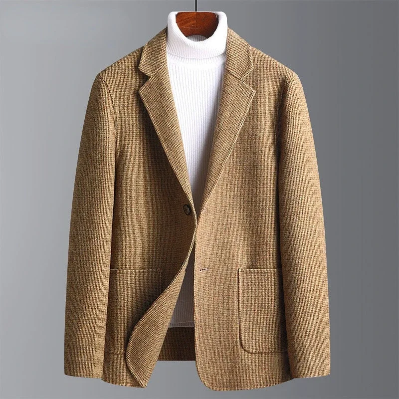 

Men Double-sided Wool Blazer Jacket Turn-down Collar Winter Autumn Outwear Handmade Coat High Quality New