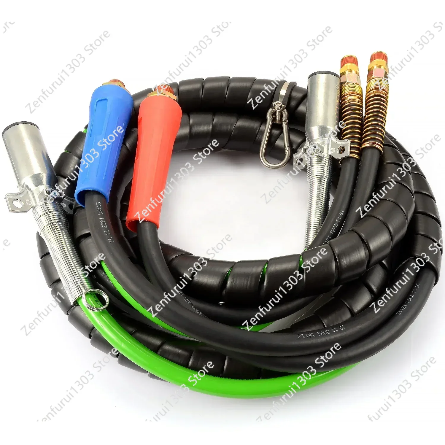 12Ft 3 in 1 wrap Air Power Line 7 Way Hand Air Hose  Semi Electrical Air Line Hose Trailer
