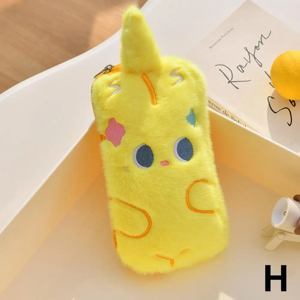 High-end Large Capacity Cute Plush Rabbit Student Stationery Handheld Box NEW Pencil Winter Zip-Up Storage Bag Toy T0B3