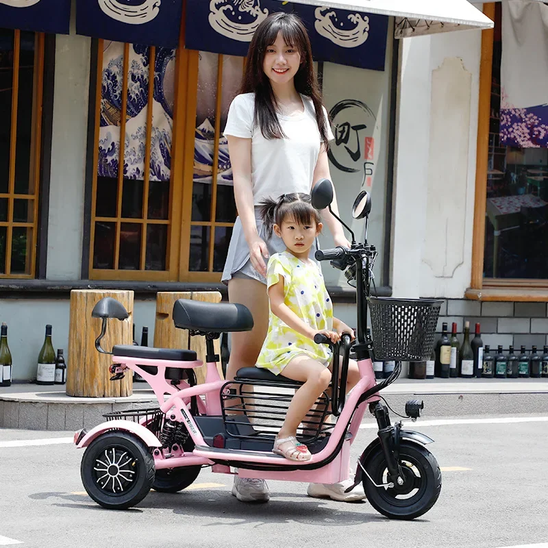 48V/20A can last 70 kilometers, the new small three-seat lithium battery electric tricycle, battery car scooter