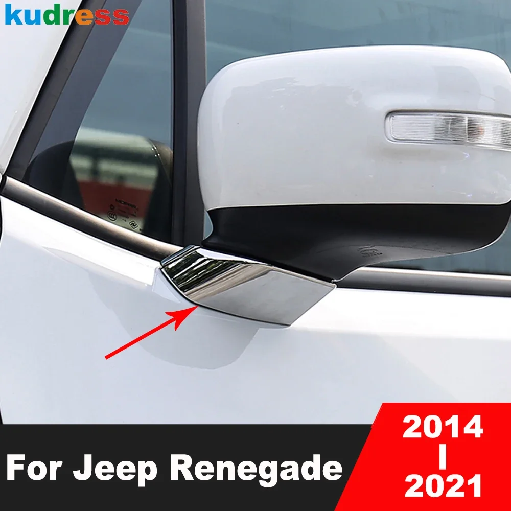 

For Jeep Renegade 2014-2016 2017 2018 2019 2020 2021 Chrome Car Front A Pillar Door Rearview Mirror Strip Cover Trim Accessories