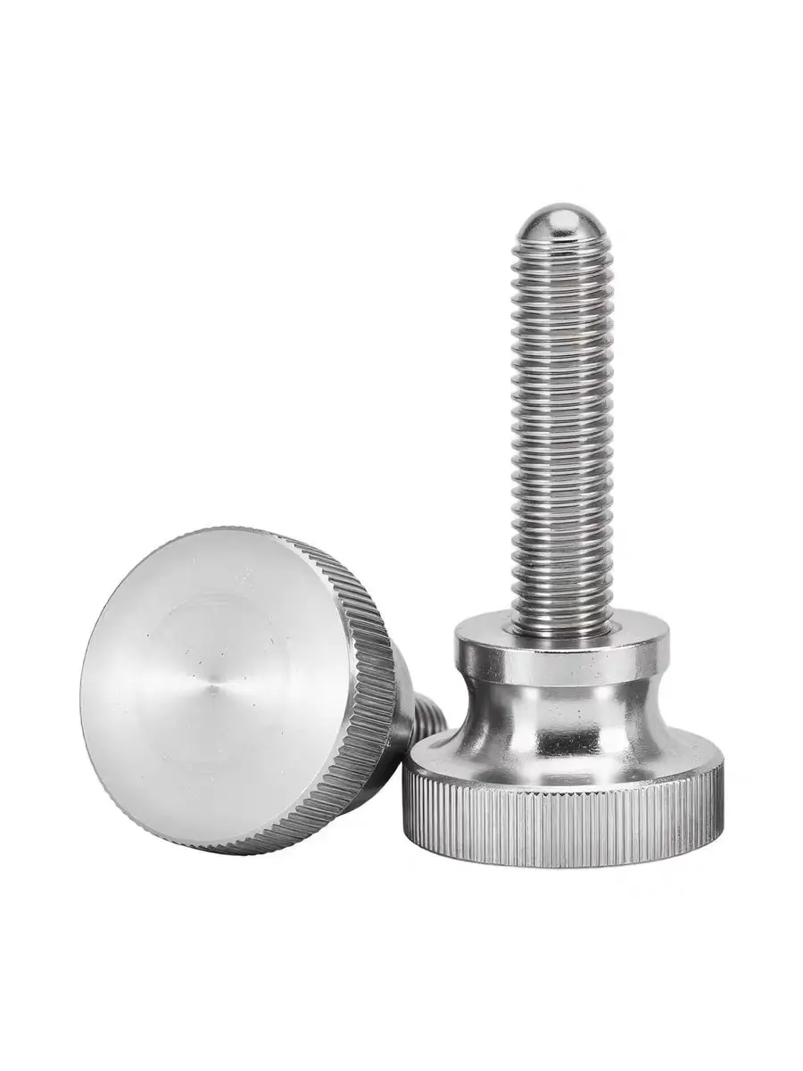 304 Stainless Steel High-Head Knurled Screws, Hand-Tightened Large Round Head Bolts M3M4M5M6M8M10