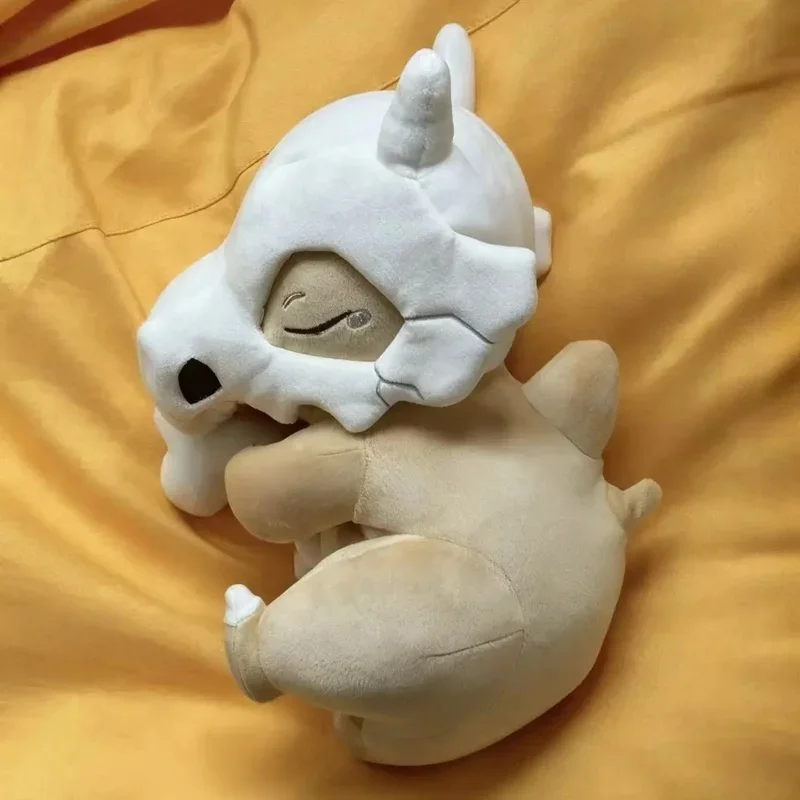30cm Anime Sleeping Cubone Dinosaur Head Mask Plush Toy Soft Pillow Room Decorative Seat Cushion Cute Companion Comfort Doll