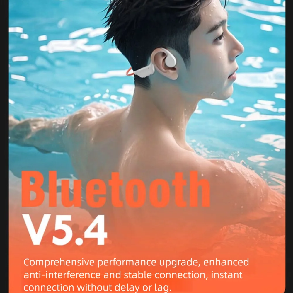 

Водонепроницаемая Bluetooth-гарнитура IPX8 для плавания с памятью 32 ГБ, 10 часами автономной работы и беспроводной передачей звука по костям.