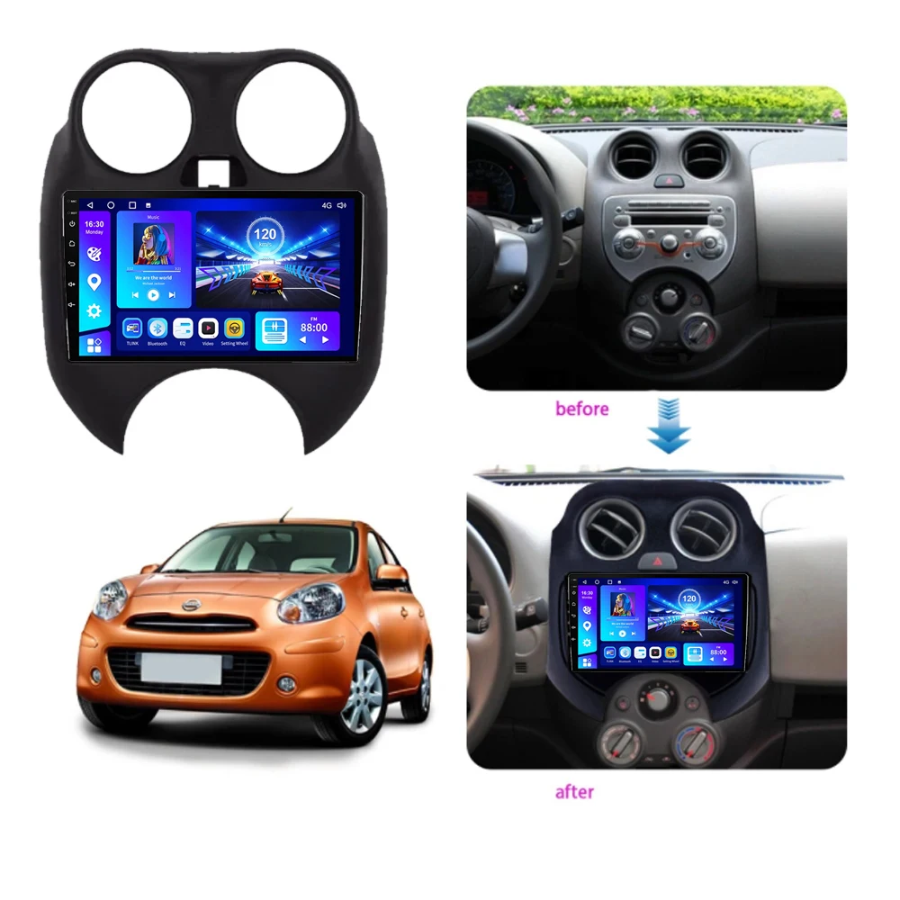 EKIY Android 10 Car 4G WIFI DSP BT Radio Multimedia For Nissan March MICRA 2010- 2013 Player Navigation GPS No 2 Din No DVD