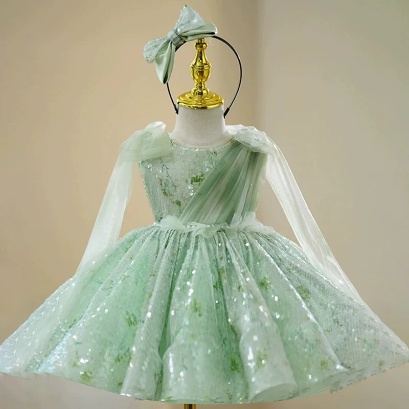 Toddler girl dress flower girl wedding piano playing children host high-end gorgeous princess dress performance clothing