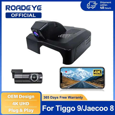 for Chery Tiggo 9 Jaecoo J8 8 Fulwin T10 Lucano L8 Video Recorder 4K DVR Dash Cam Wifi OEM Camera 170° Wide Angle Night Vision