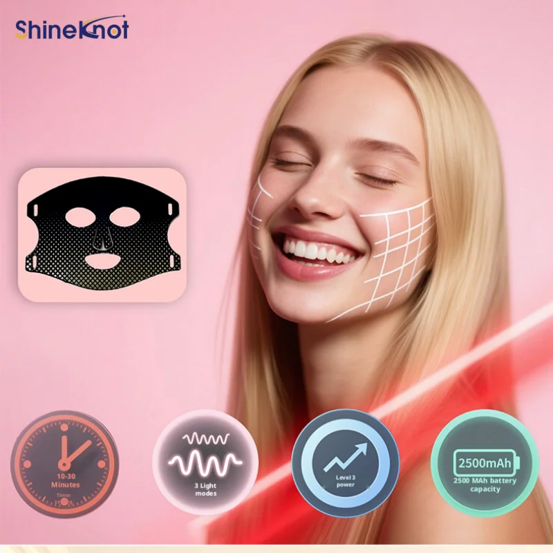 Picture 3: SHINEKNOT Red Light Beauty Device LED Rechargeable Color Light Band Switchable Silicone Infrared Mask Skin Rejuvenation Therapy