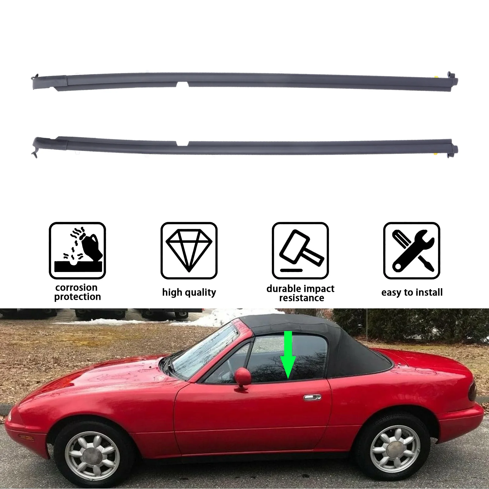 

Уплотнитель для стекла левой и правой двери для Mazda Miata 1990-1997 1999-2005, 2 шт.