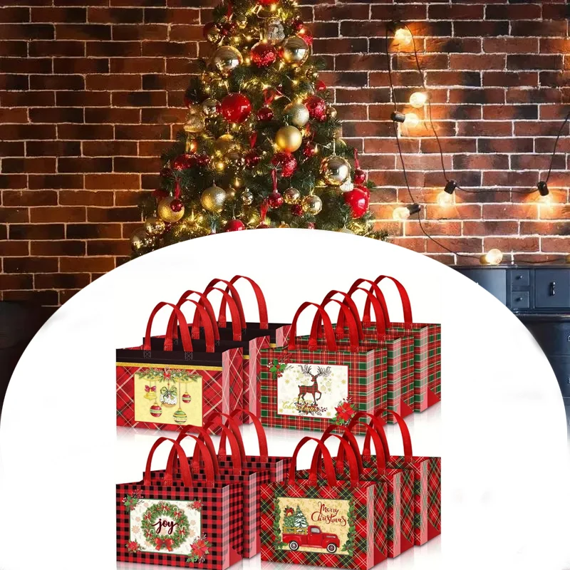 

12pcs Christmas Gift Bags Gift Packing Wedding Gifts For Guests Christmas Candy Bags Santa Sacks Suministros NavideñOs