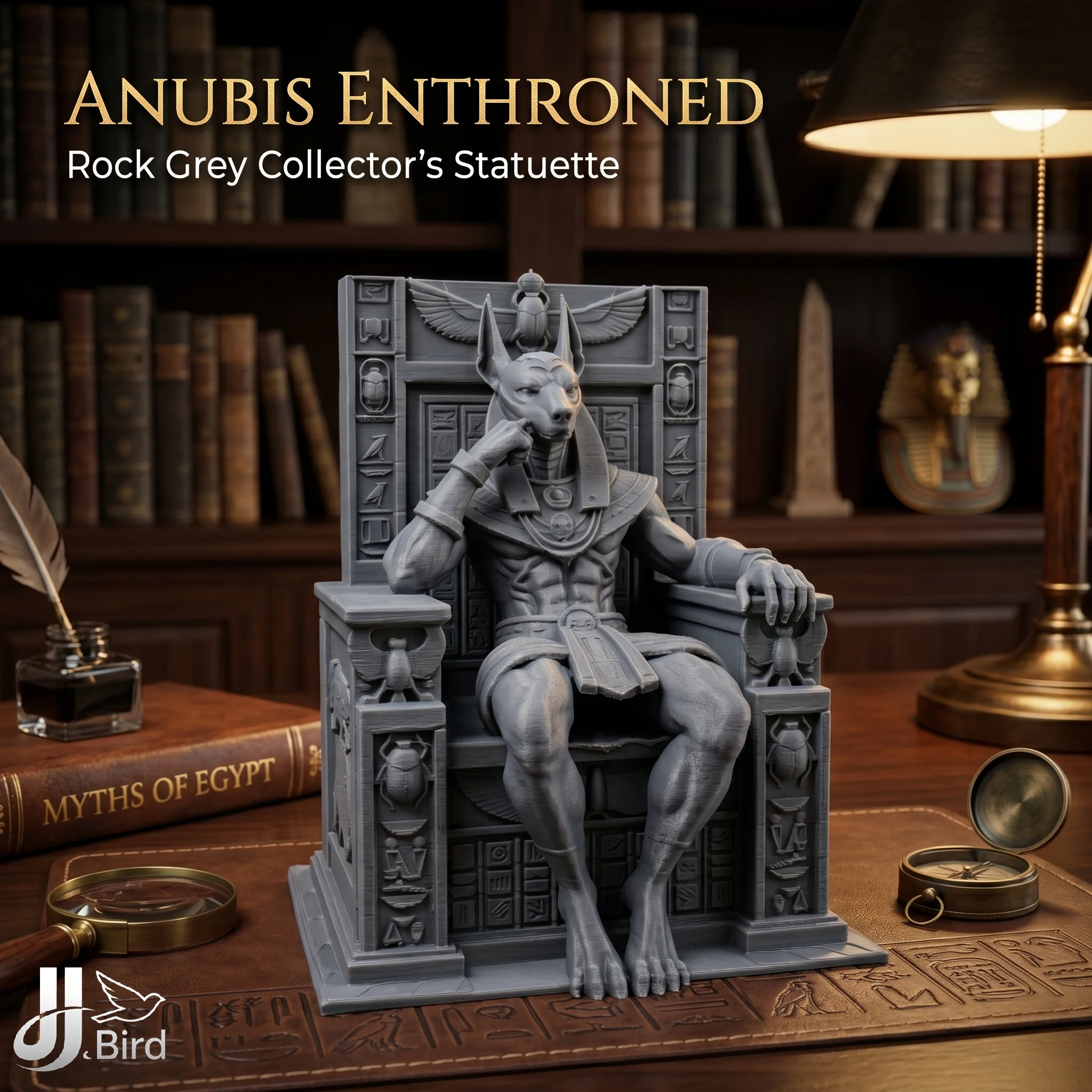 Anubis on Throne Ornament, Mythology Style, Collectible Figurine, Home Desk Decoration, Creative Sculpture