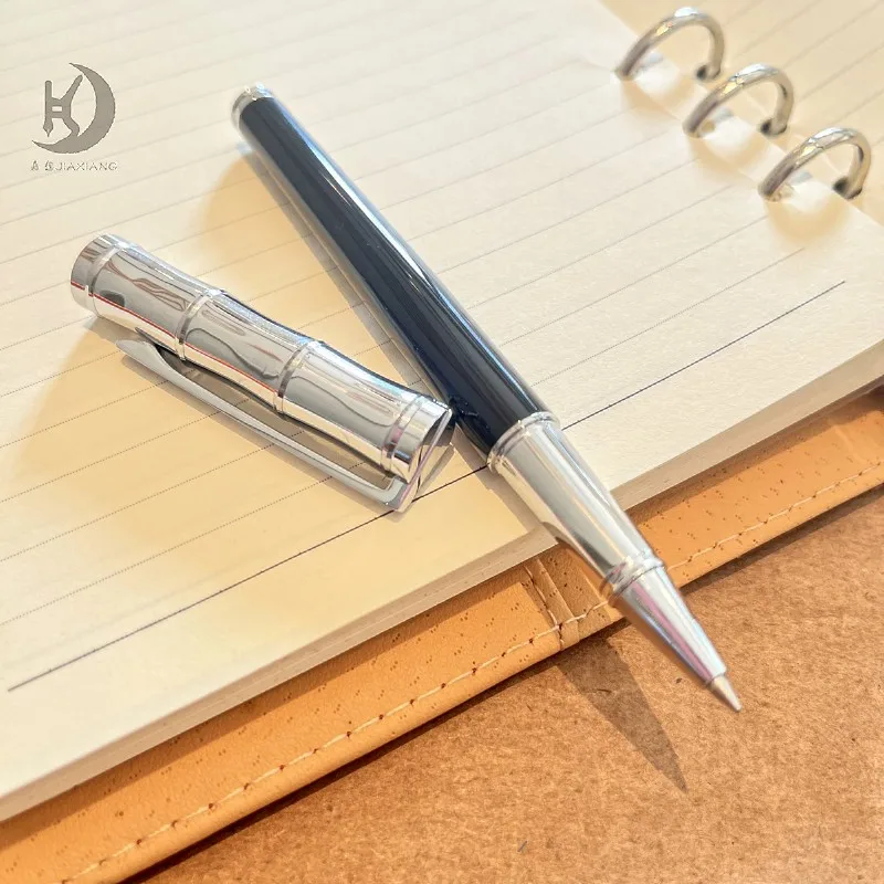 Baoer 10 Promotion Gift High-Quality Bamboo Design Silver Black Metal Ballpoint Pen,Unique Design Pen for Men & Women