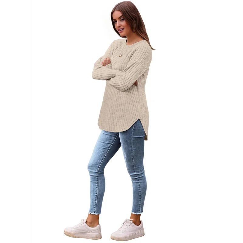 

【SEE】Long Sleeve Shirts For Women Tunic Tops For Women Loose Fit Dressy Crew Neck Pullover Basic Sweaters For Women