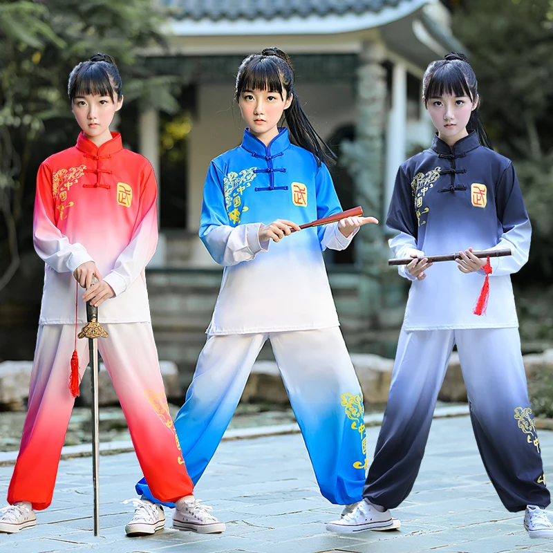 Children Kungfu Uniform Traditional Chinese Clothing Wushu Costume Wing Chun Tai Chi Folk Martial arts Performance Suit Set