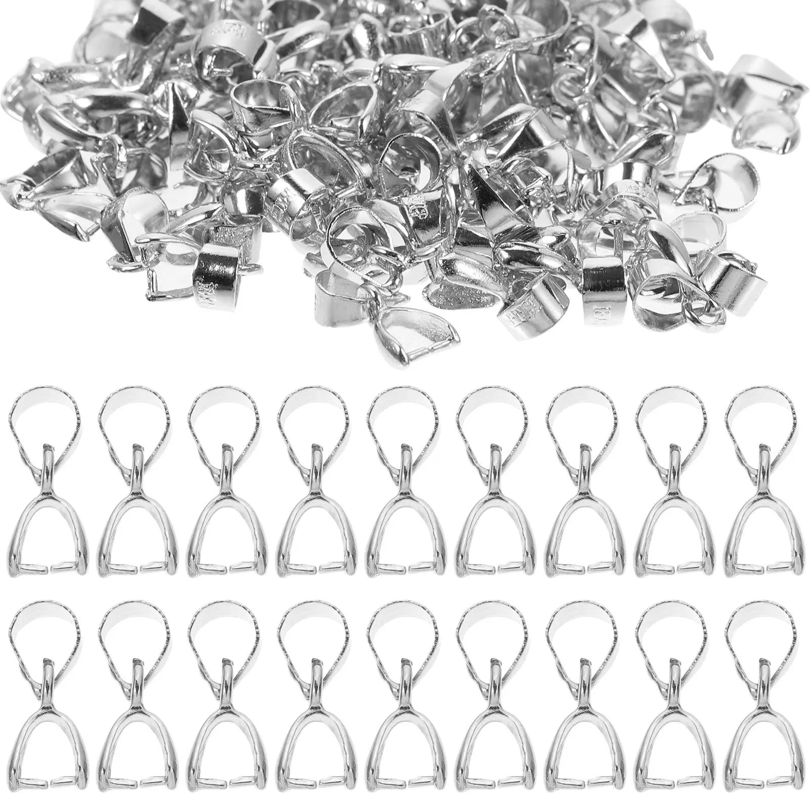 

100Pcs Pendant Necklace DIY Clasp Connectors Decor Jewelry Accessories Pinch Clip Buckles for Jewelry Making Supplies
