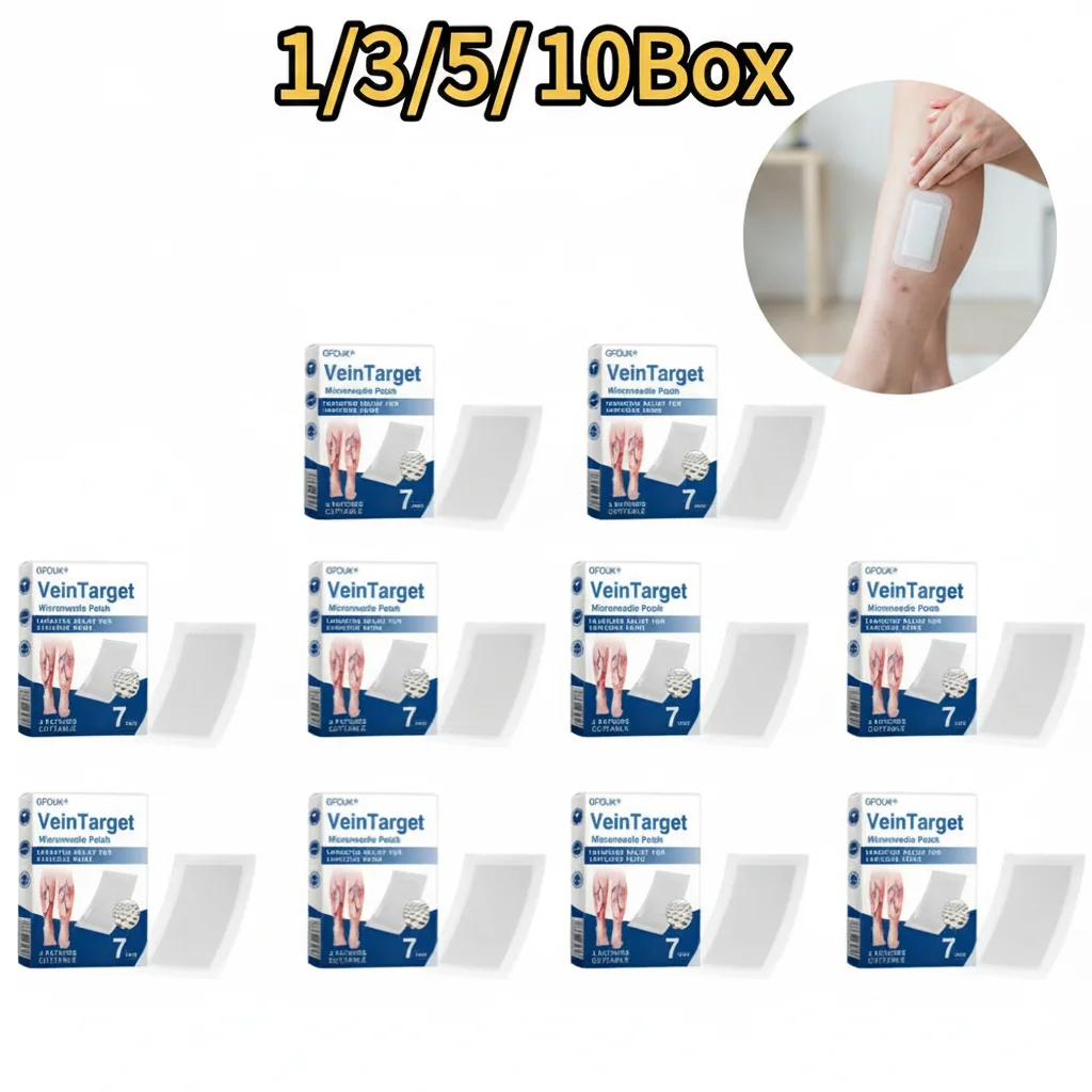 1/3/5/10Box Vein Target Microneedle Patch Eliminates Varicose Veins Improves Blood Circulation for Earthworm Legs Body Care