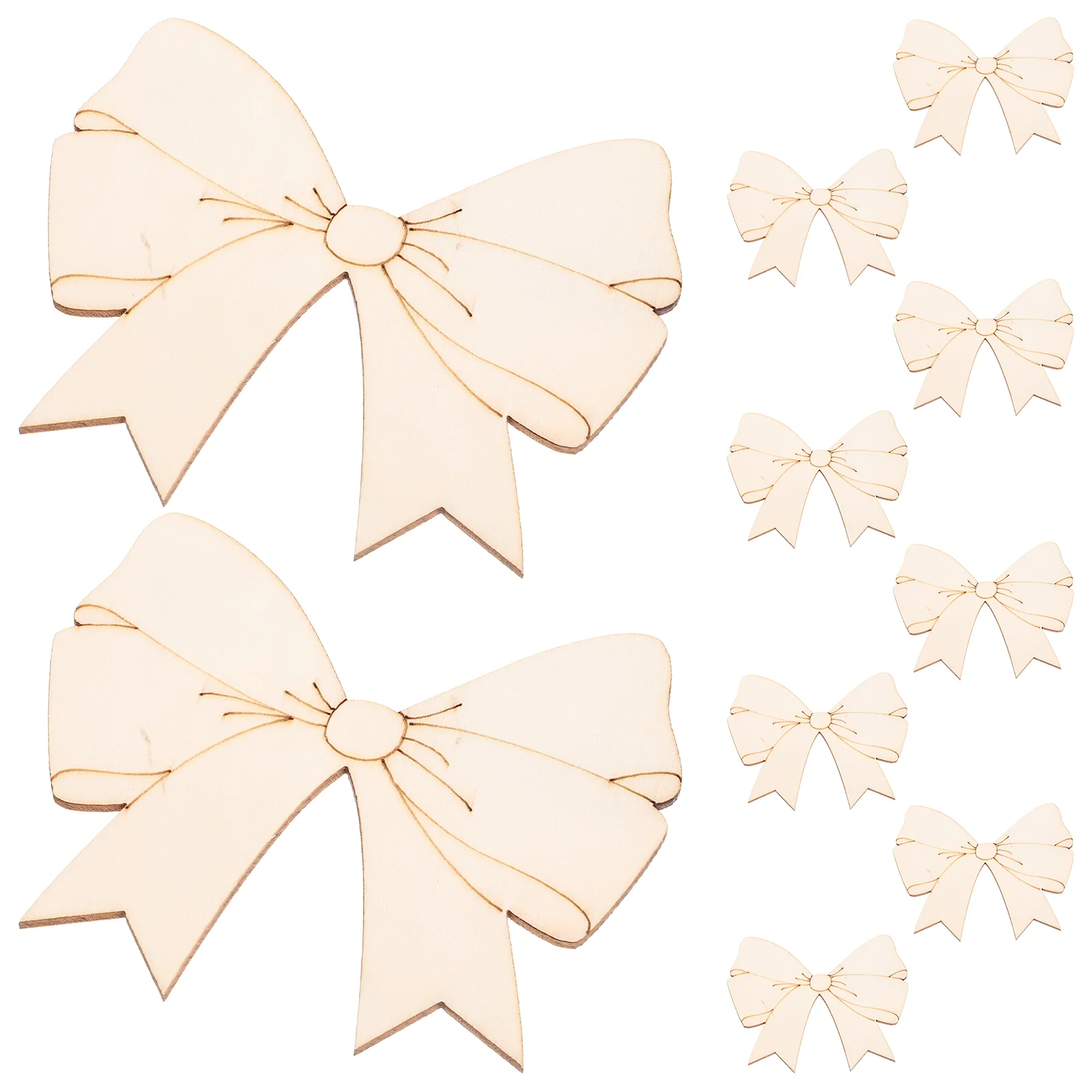 

10 Pcs Decor Wooden Bow Crafts Shapes for Blank Slices Bowknot Shaped Hollow Out Boards Design DIY Hanging Unfinished Child