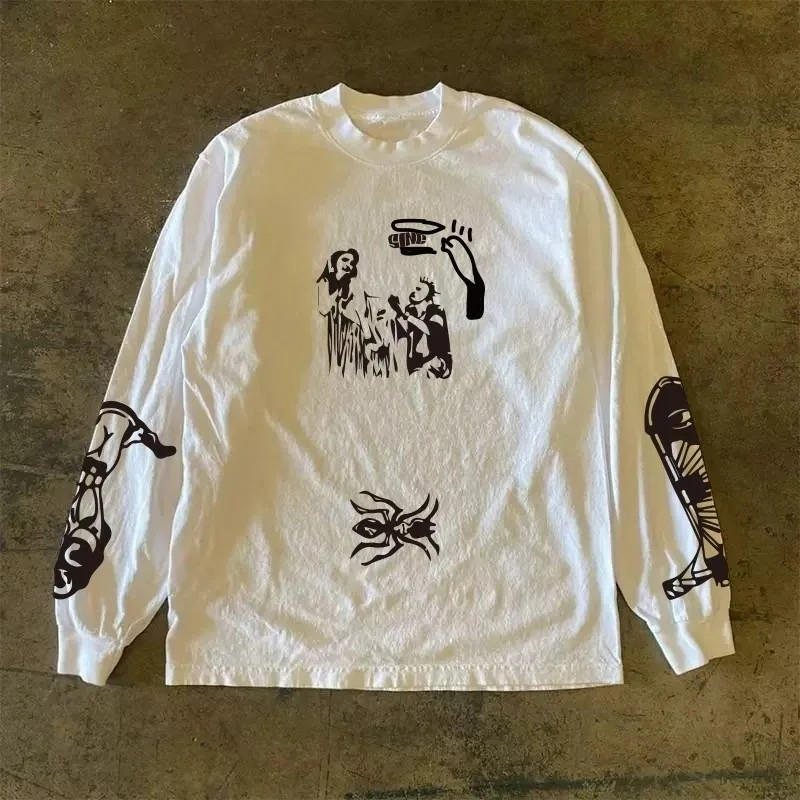 Mens T Shirts Y2k Clothes 260gsm Heavyweight Long Sleeve Loose Fit Teen Boys Autumn Fashion Trendy Slim Fit Small Batch Top
