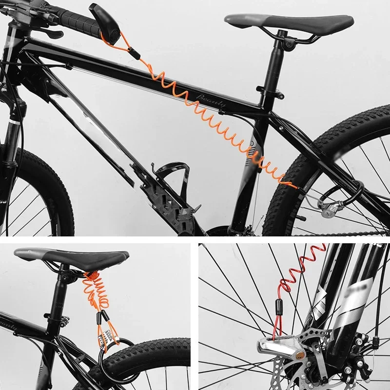 120cm Motorcycle Spring Cable Lock Anti Theft Rope Alarm Disc Lock Moto Bike Scooter Security Reminder Protection Accessories