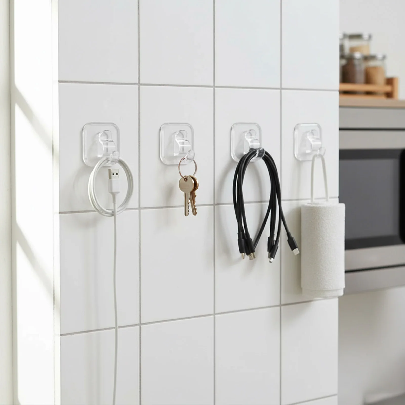 

10pcs Storage Hook Transparent Plastic Organizer Hook For Christmas Thanksgiving Day LED Light String Ribbon Decoration Fixed