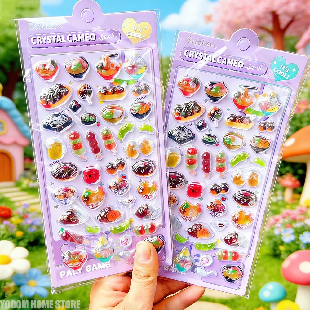Kawaii Japanese Animal Sushi 3D Relief Drop Sticker for Scrapbooking Cute DIY Phone Case Decor Sticker School Stationery Supply