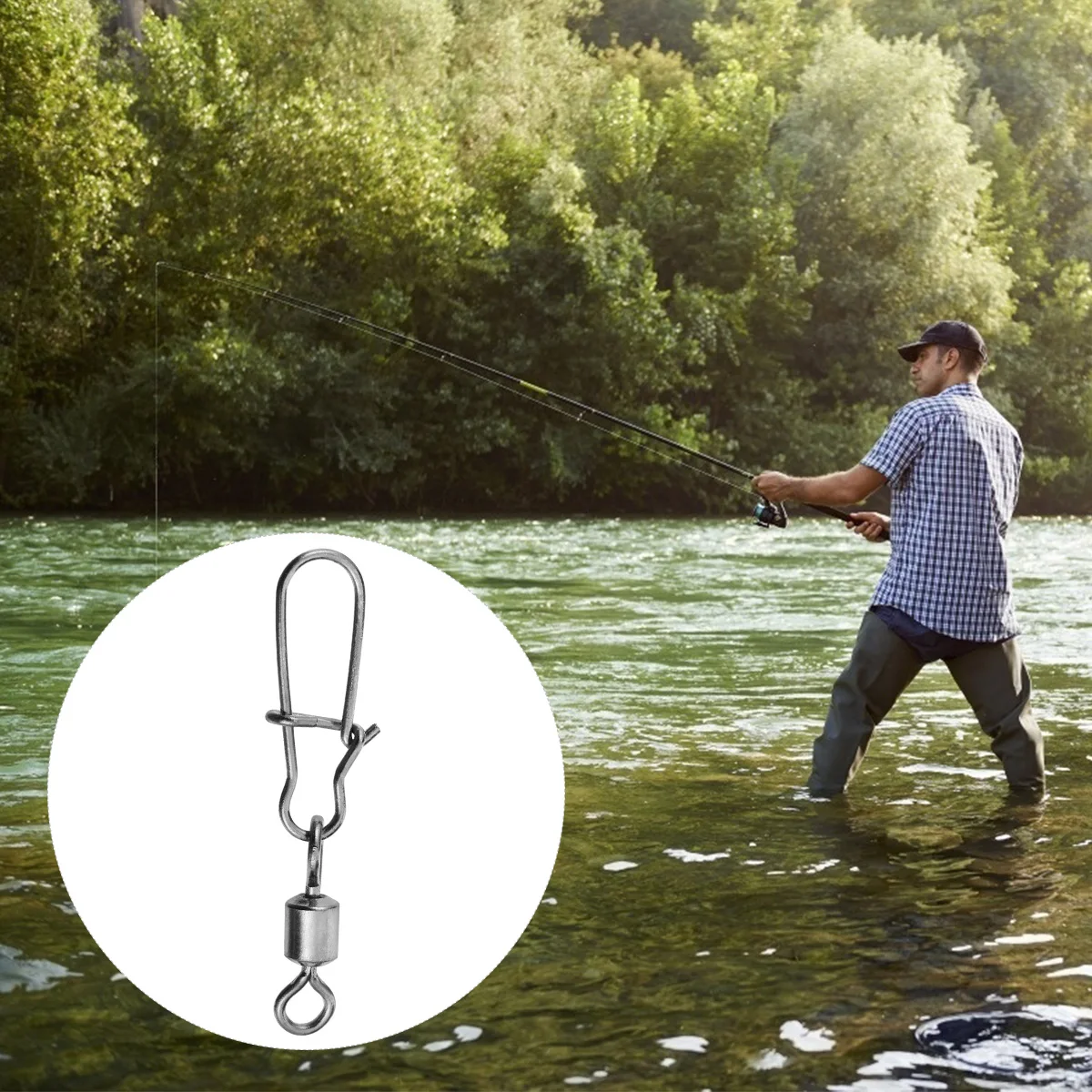 

100pcs Fishing Swivels Eight Ring Connector Round Snap Copper Alloy Stainless Steel Durable Rotation Accessories