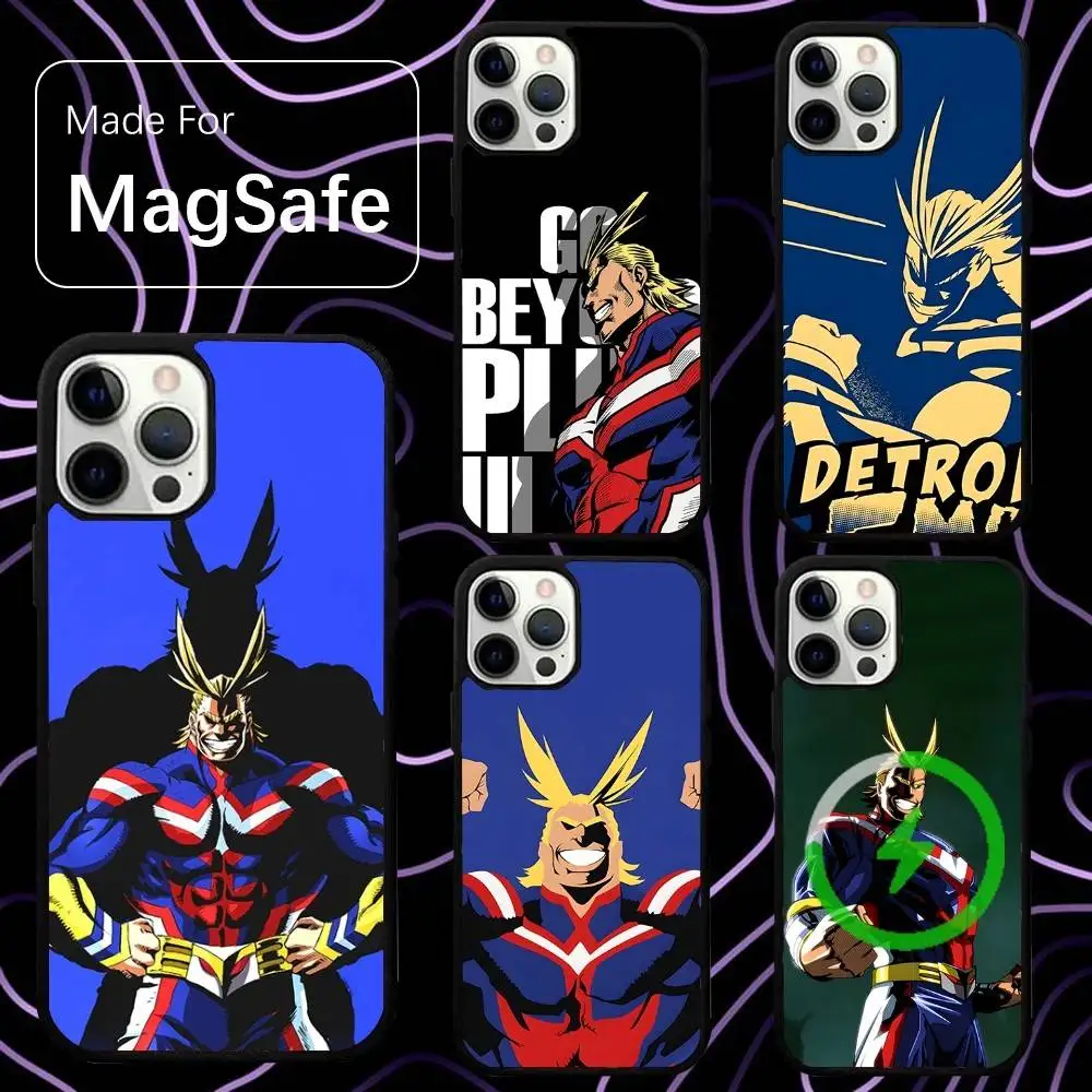 

Чехол для телефона My Hero A-Academia All Might для iPhone 16,15,14,13,12,11, Pro, Max, Plus, Mini, SE, новая магнитная беспроводная зарядка Magsafe
