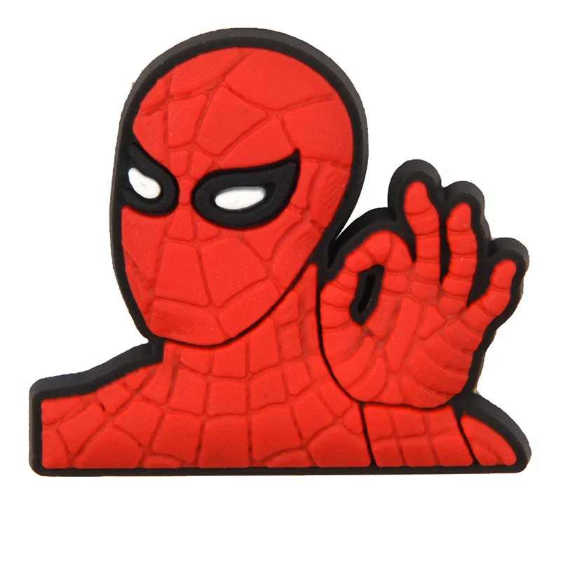 16 estilos de dijes de zapatos de superhéroe SpiderMan para zuecos, sandalias, decoraciones, zapatos de agua para niños, accesorios, decoración de