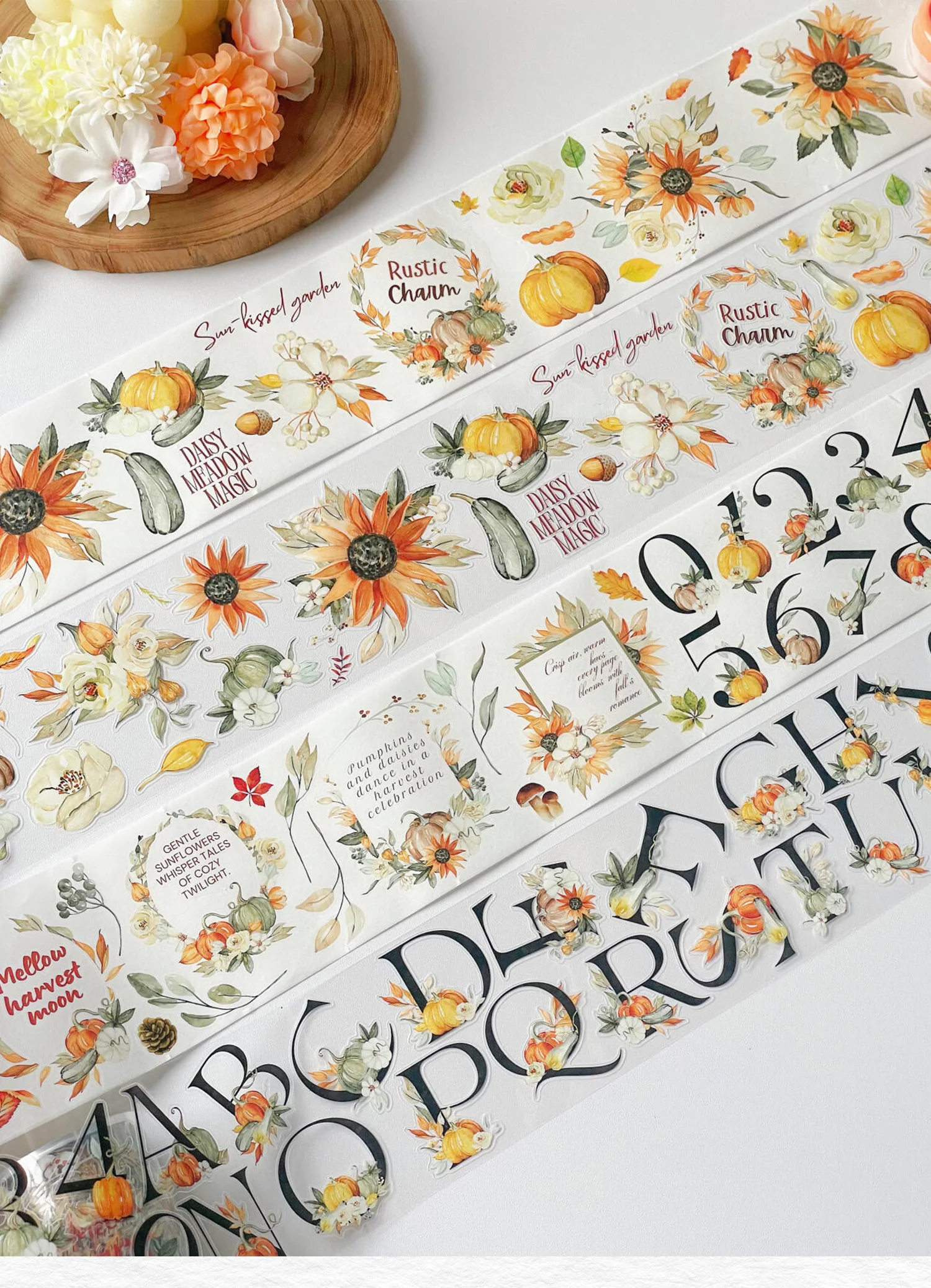 WT Studio Vintage Autumn Romantic Floral Whispers Washi PET Tape for Plan Card Making DIY Scrapbooking Decorative Sticker