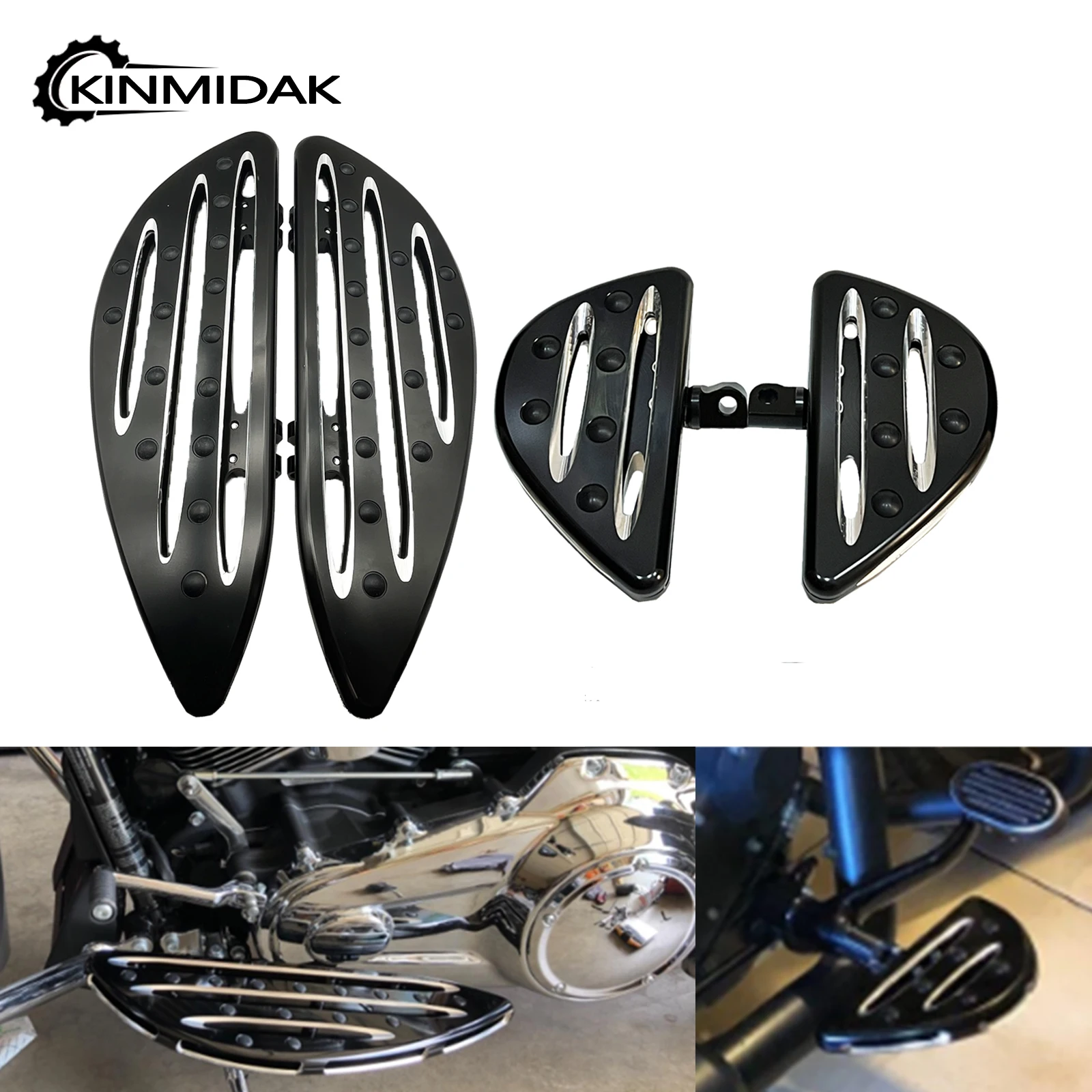 Motorcycle Front Rear Floorboards Driver Passenger Stretched Floorboards For Harley Touring Electra Glide Road King Softail Dyna