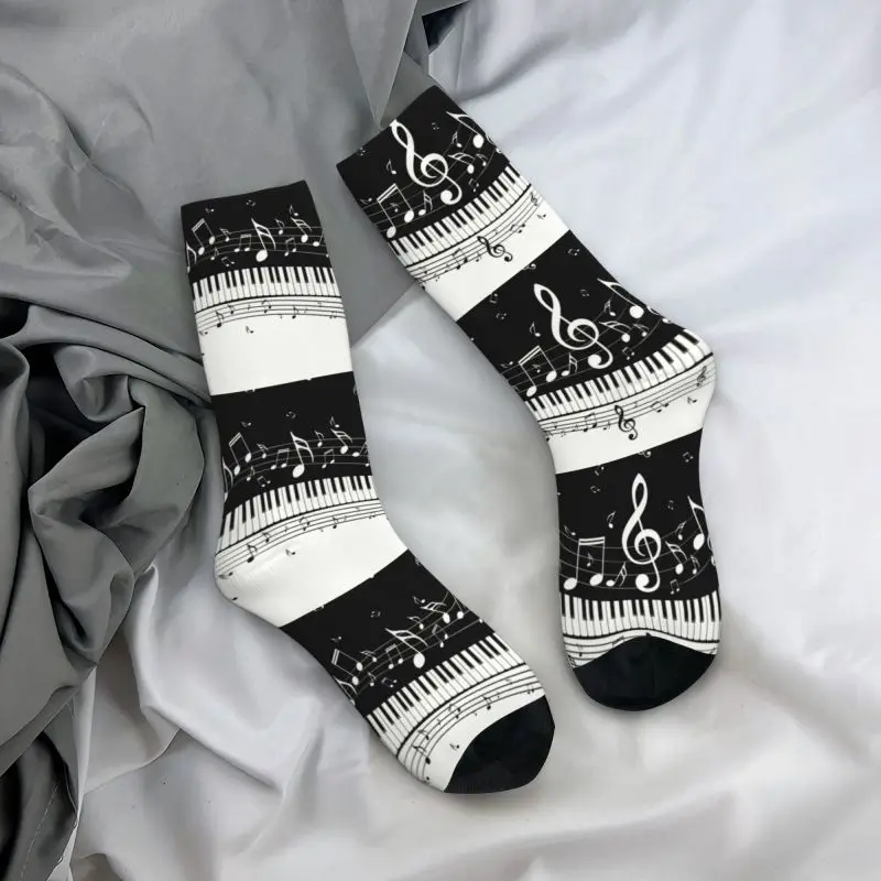 Chaussettes de piano classiques pour hommes et femmes, chaussettes chaudes, notes de musique, pianiste, équipage, nouveauté, mode