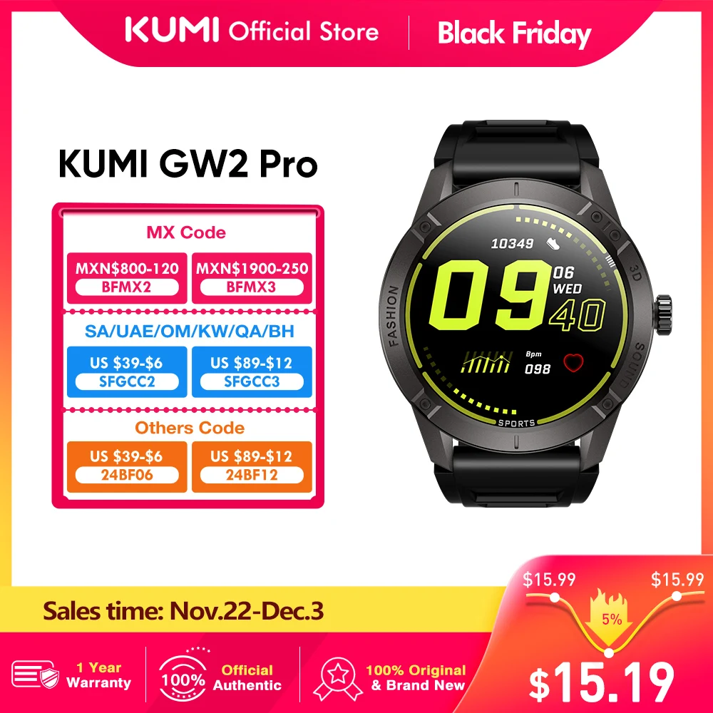 KUMI GW2 Pro Men Smart Watch Bluetooth Call Sport Fitness Heart Rate Blood Pressure Sleep Monitor IP68 Waterproof Women