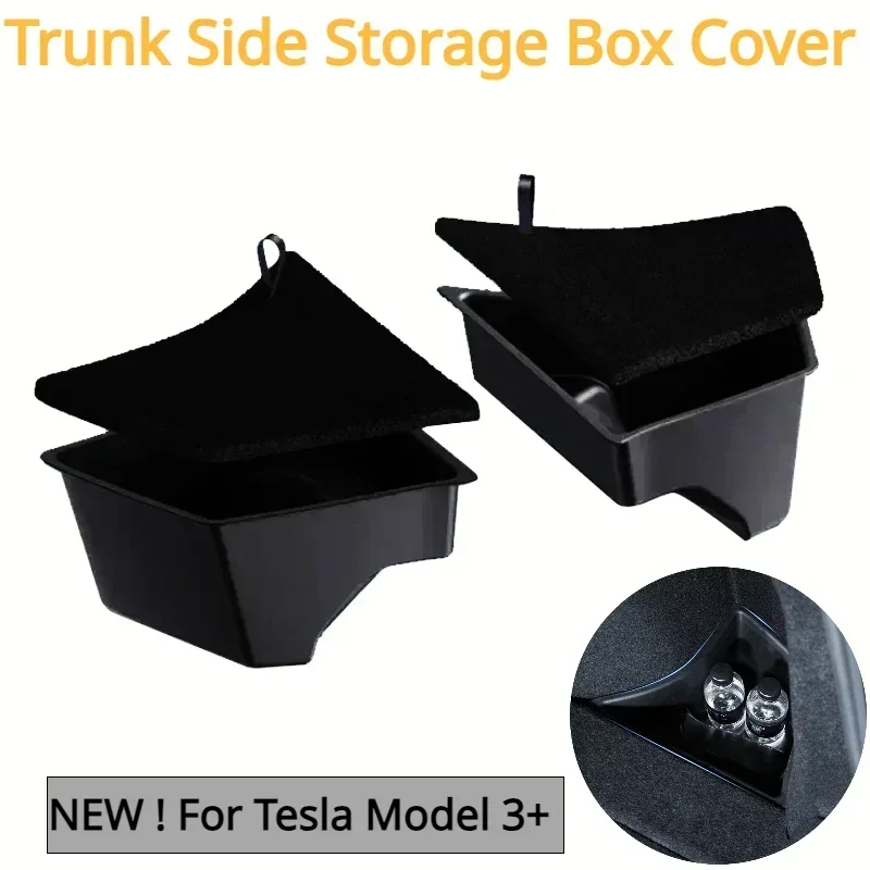 For Tesla Model 3 Highland 2024 Trunk Sides Storage Bins Cargo Compartment Bucket TPE Box Boot Organizer&Carpet Lids Accessories