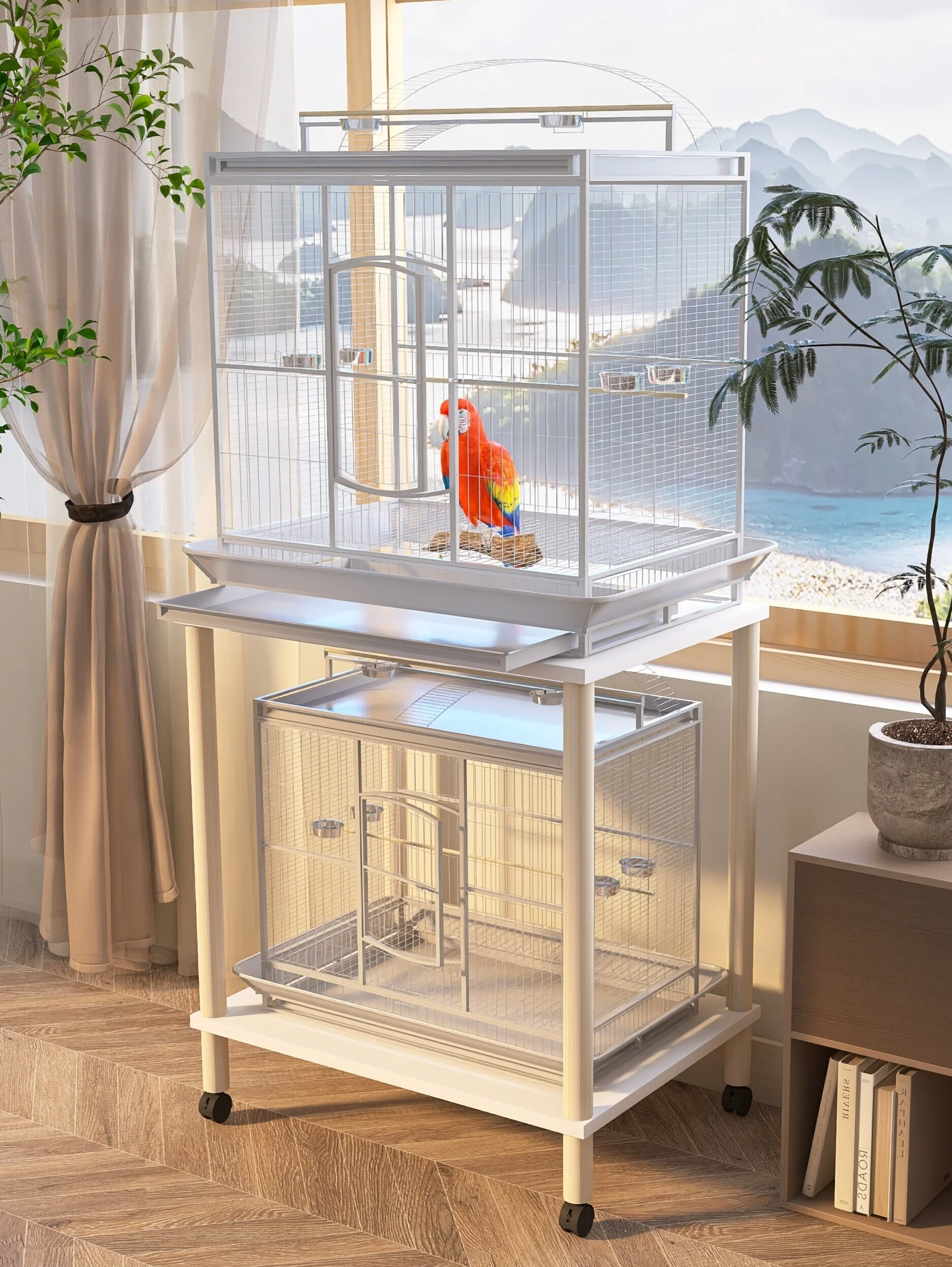 Bird Cage Shelves Parrot Cage Shelf Floor Mobile Bird Supplies Placed Shelf Xuanfeng Station Shelf