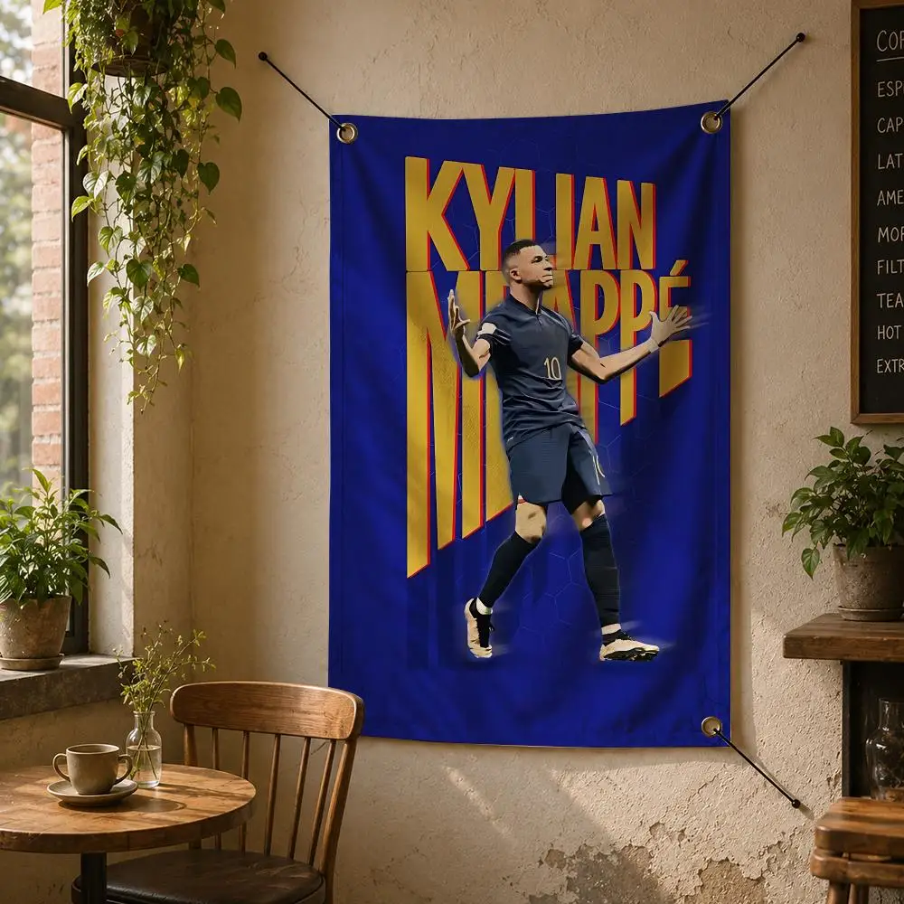 Football K-Kylian Mbappe Flags Flag Banner Wall Hanging for Bedroom Dorm Room Home Bar Party Indoor Outdoor Wall Decor