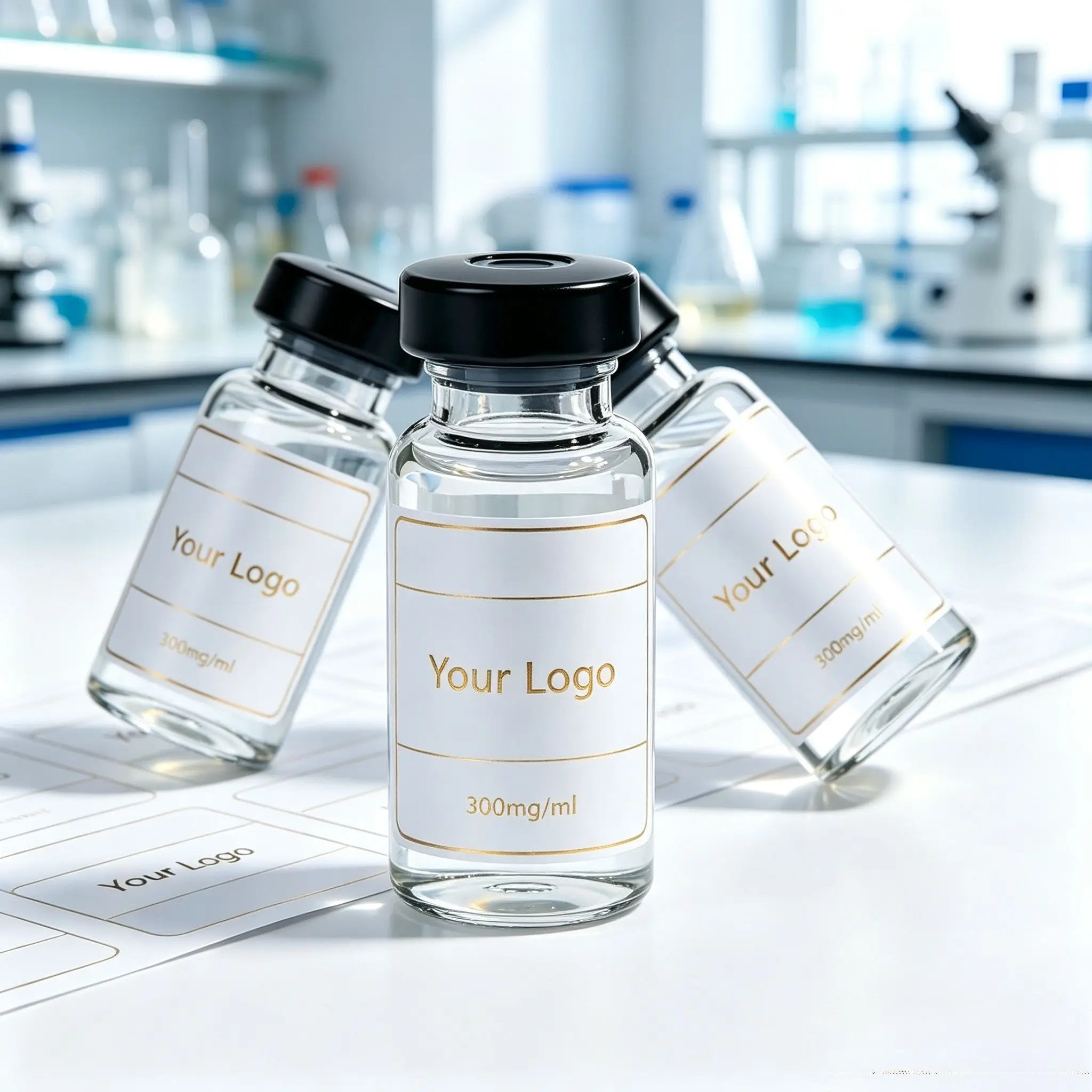 Body Shaping Fitness Agent Vials 3ml 10ml Custom Waterproof Printed Stickers Custom Peptide Matching Paper Boxes