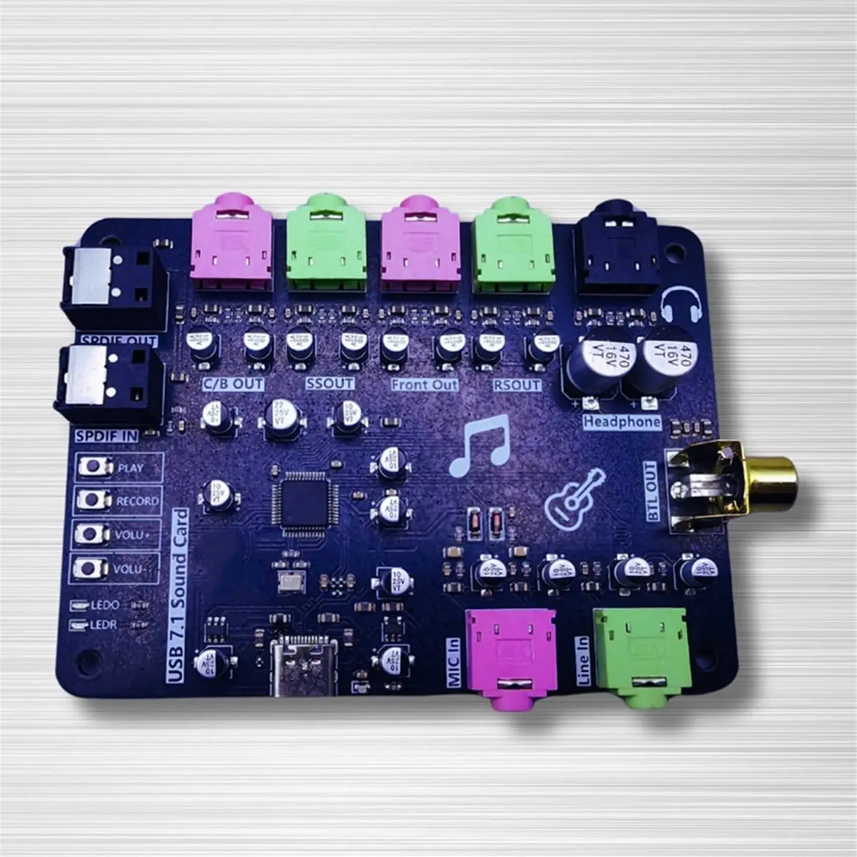 USB Type-C 7.1 Channel Sound Card Surround Sound SPDIF OUT SPDIF in Line in MIC Port for Gaming and Movie Watching