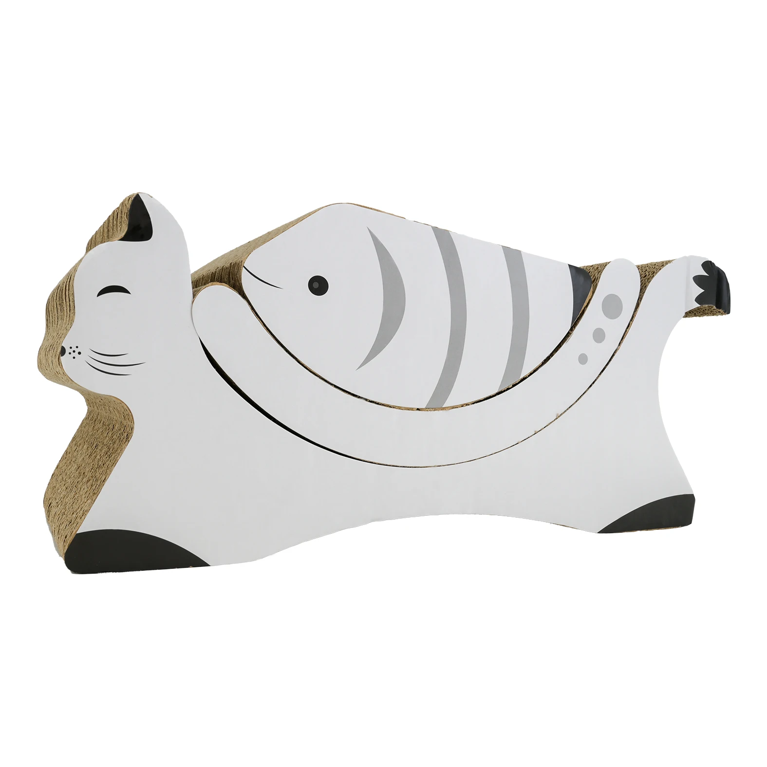 Cat Scratching Board Claw Sharpener Non-Debris Corrugated Paper Cat Toys Dried Fish Shape Split Three Pieces Set