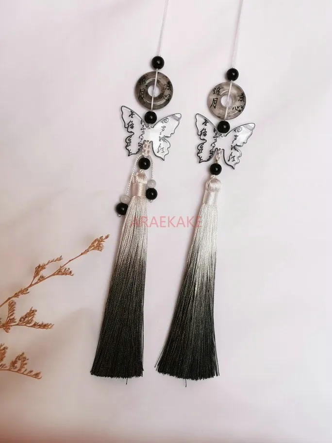 New calligraphy butterfly tassel Chinese style hanging decoration, cheongsam pressed collar accessory