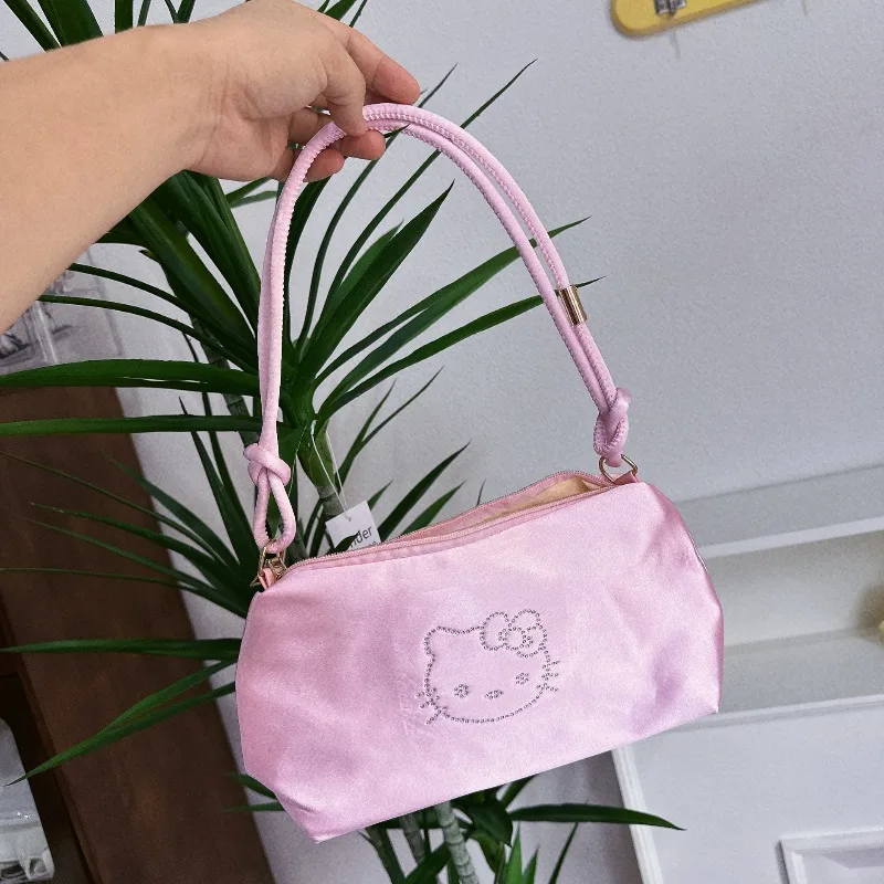 

Hello Kitty Handheld Bag Anime Cute Kt Women Bag Large Capacity Underarm Single Shoulder Stroll Decoration Girl Gift Wholesale