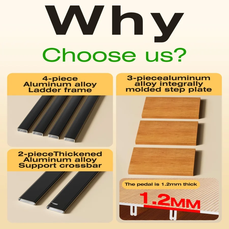 

Трехступенчатая лестница-табурет, алюминиевая, легкая, складная, с широкими противоскользящими ступенями, грузоподъемность 150 кг, для дома, комплект