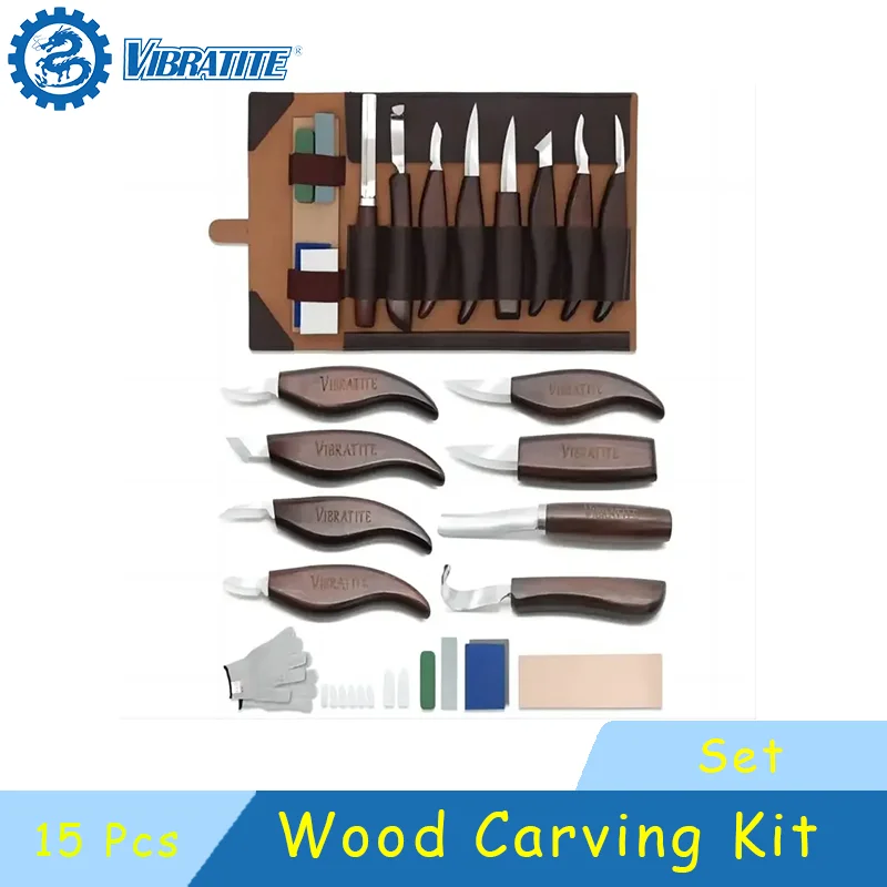 

15PCS Wood Carving Kit Wood Carving Tools Hand Carving Knife Set File Spoon Carving Kit for Beginners Whittling Woodworking DIY