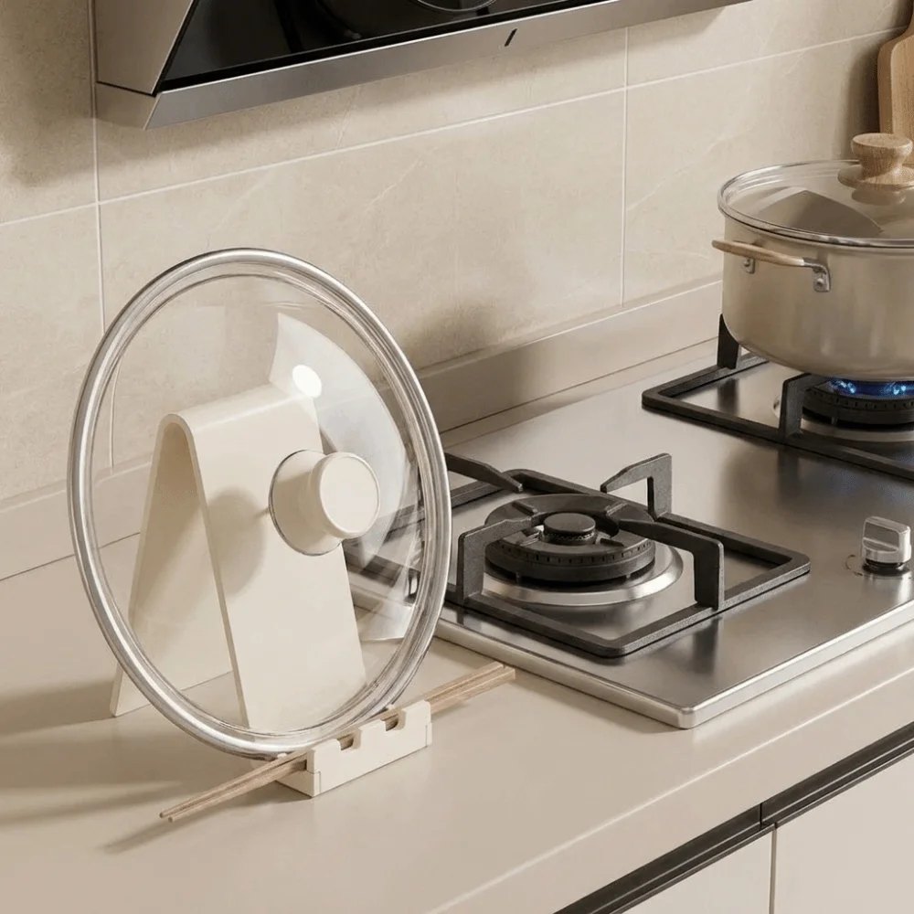 Durable Steel Pot Lid Holder Rustproof Space Saving Pot Cover Shelf Stable Kitchen Utensil Rest Kitchen