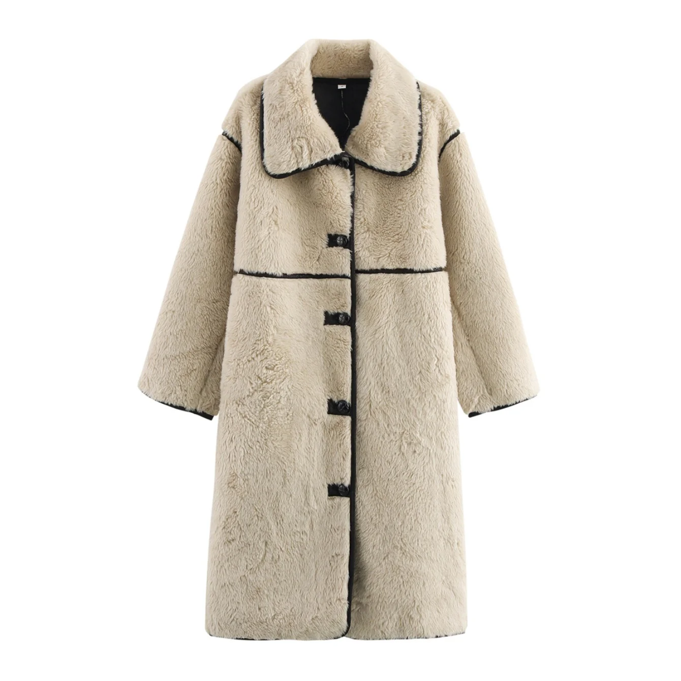 女性ファッションロングフェイクファーコート女性シックなターンダウンカラー秋冬暖かいアウターウェアレディシングルブレストポケットジャケット付き