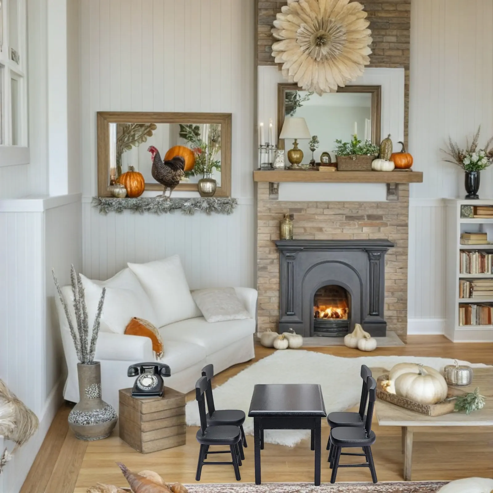 

5Pcs Miniature Table Chair Set Miniature House Furniture Garden Decor DIY Micro Landscape Ornament for Kids Creativity