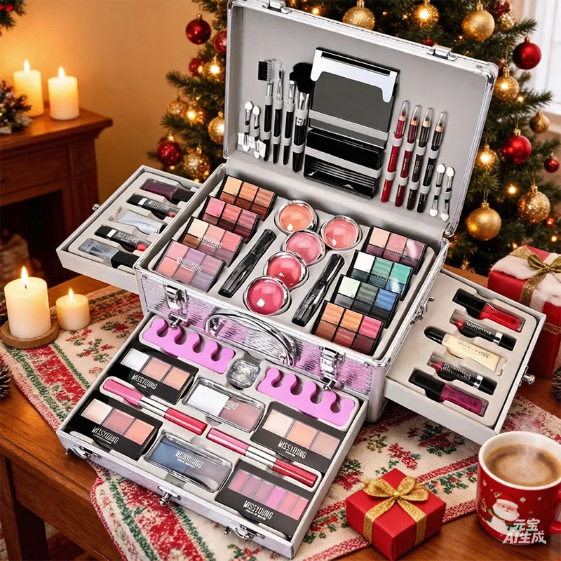 All-In-One Makeup Gift Kit, Premium Gift Box With Makeup Tools, Mirror, Lipstick, Eyeshadow, Blush, Portable & Long-Lasting In Multiple Shades, Suitable For Beginners, Teenagers, Perfect Gift For Valentine'S Day/Carnival/Back To School