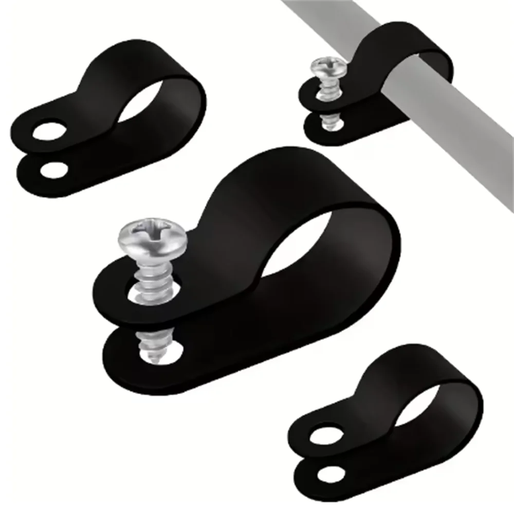 Plastic R Cable Clamp Assortment Kit Wire Management Clip Set for Home Office Organizing