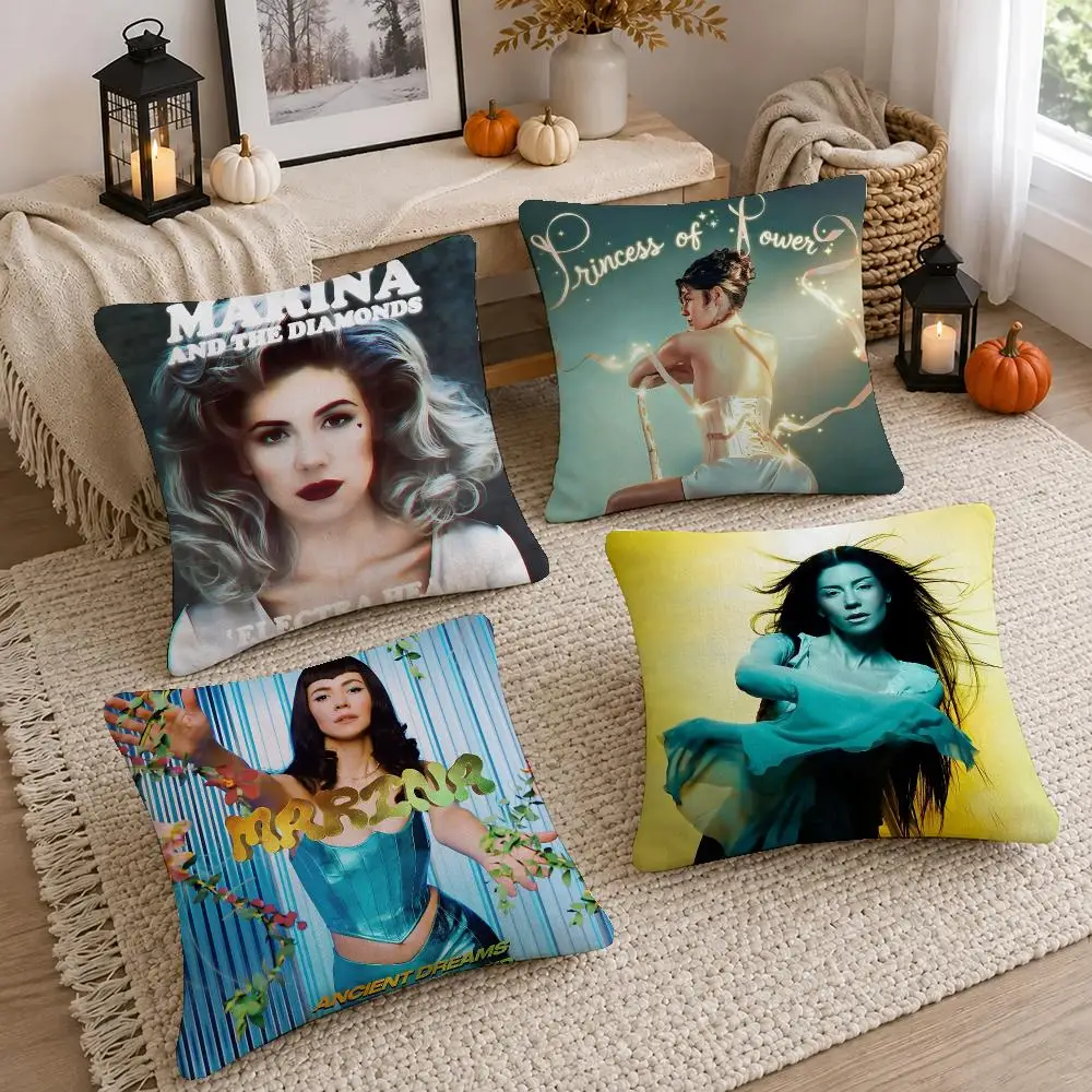 Pop Singer Marina Cushion Cover Washable Short Plush Pillowcase, Wrinkle Resistant Cushion Cover for Bedroom Decor Gift
