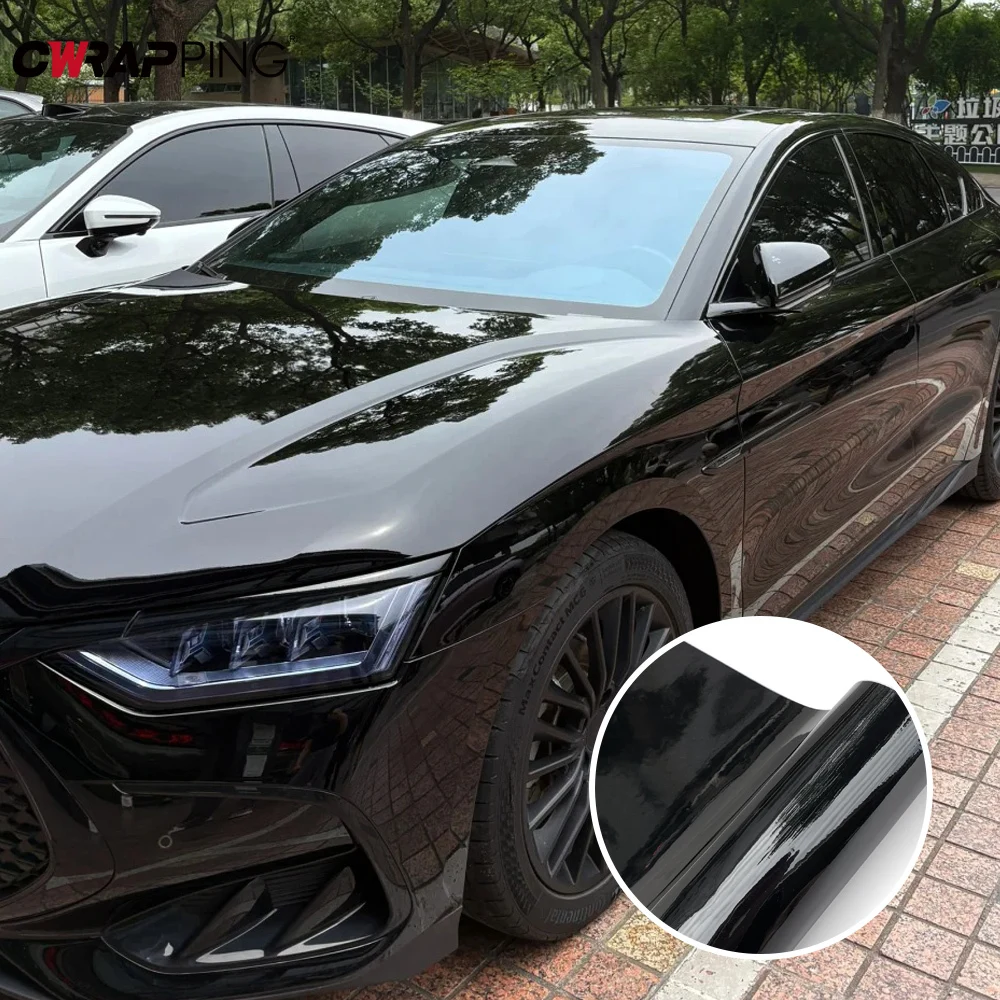 Glossy Black Vinyl Wrap 150x600CM Car Sticker Vinyl Auto Tuning Roof Hood Door Protection Film DIY Shiny Black Wrap for Vehicle - view 6